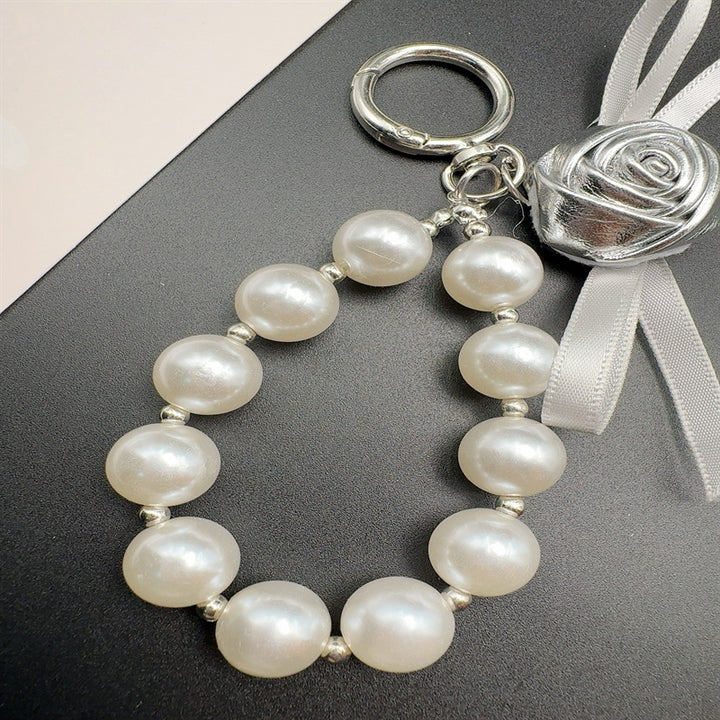 Elegant Pearl and Leather Charm Keychain Kalsten