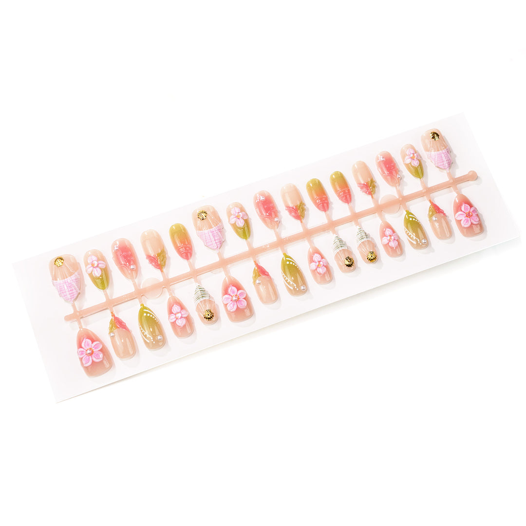 Decorative Floral-Embellished Press-On Nails