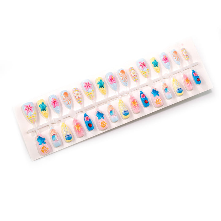 Artistic 3D Ocean-Inspired Press-On Nail Art Set Kalsten