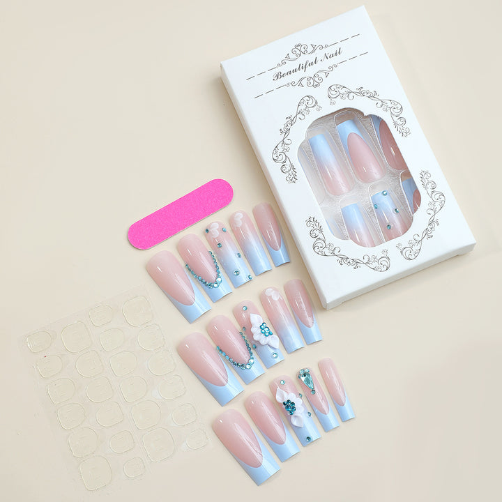 Decorative Press-On Nails with Unique Floral and Gem Accents kalsten