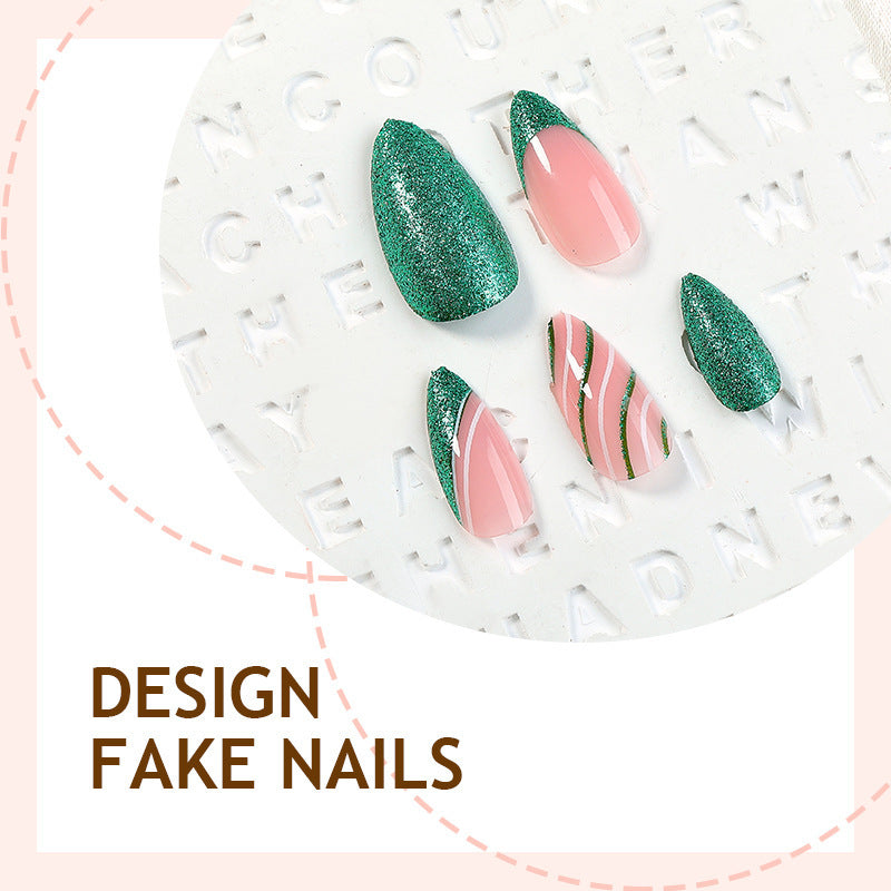 Creative nail set with glitter and marbling effect Kalsten
