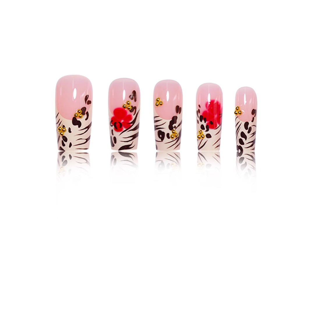 Artistic Floral Press-On Nail Art Kalsten