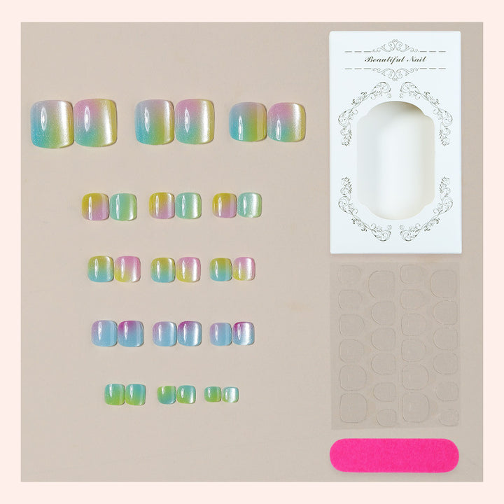 High-Quality Press-On Nail Art Set with Iridescent Finish Kalsten