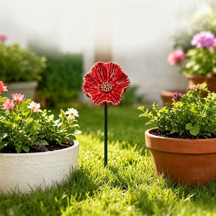 Garden Decorative Poppy Flower Stake Kalsten