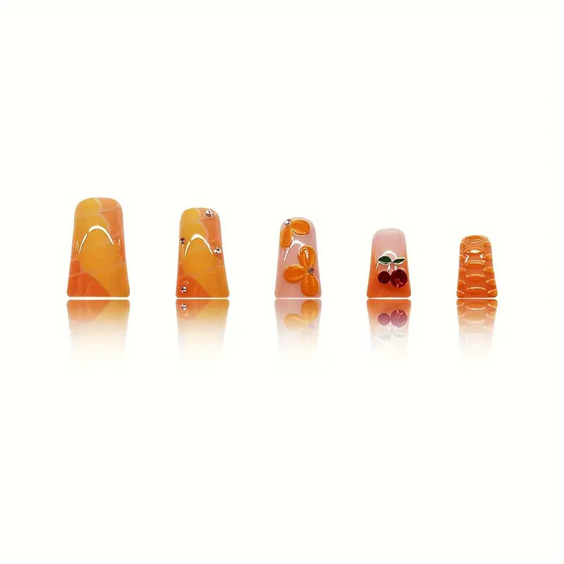 Artistic 3D Floral and Gemstone Press-On Nails Kalsten