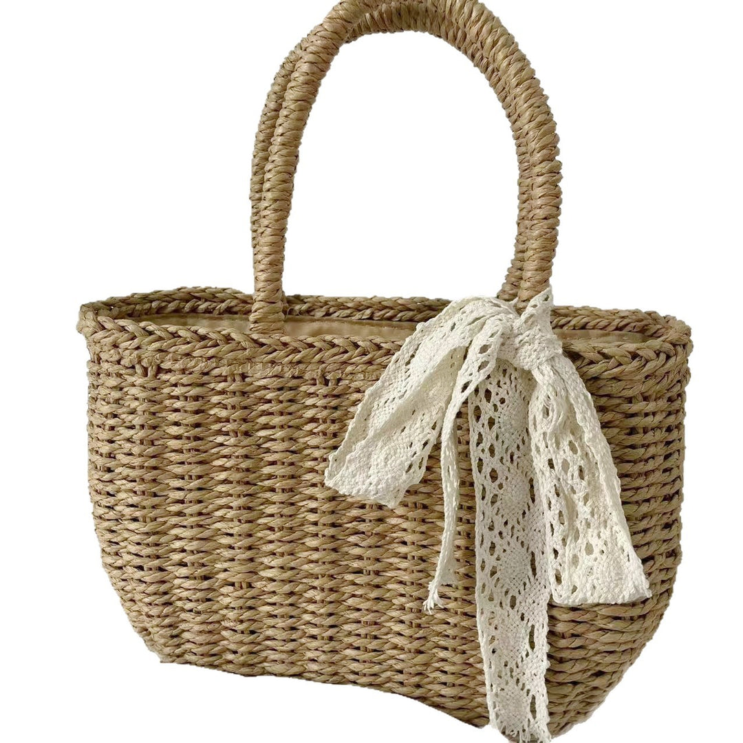 Handwoven basket bag with elegant bow Kalsten