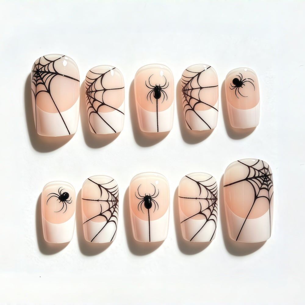 Halloween Artificial Nail Set with Spider Web Design Kalsten