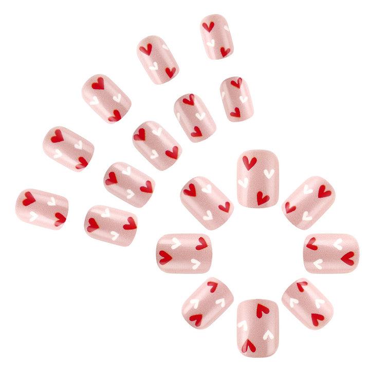 Heart-Patterned Press-On Nail Art Kalsten