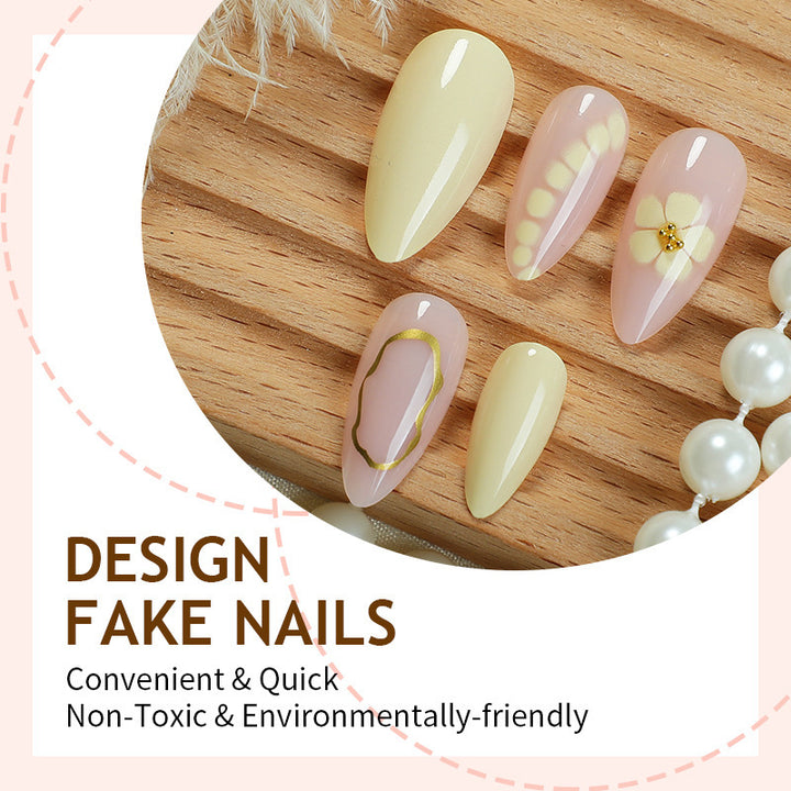 Artificial nail set with glittering flower motifs Kalsten