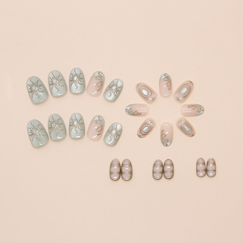 Artistic Sun-Embellished Press-On Nail Tips Kalsten