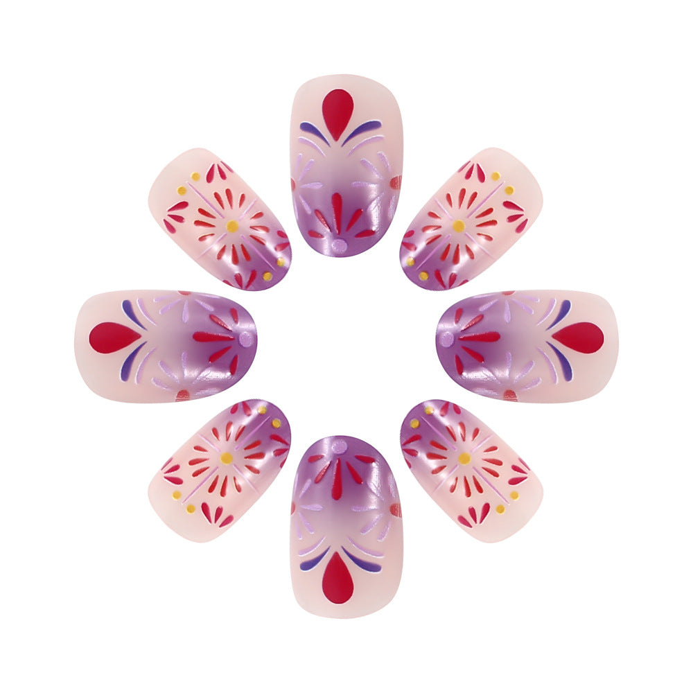 Decorative Floral Design Press-On Nails Kalsten
