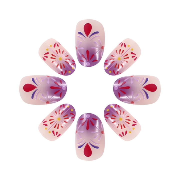 Decorative Floral Design Press-On Nails Kalsten