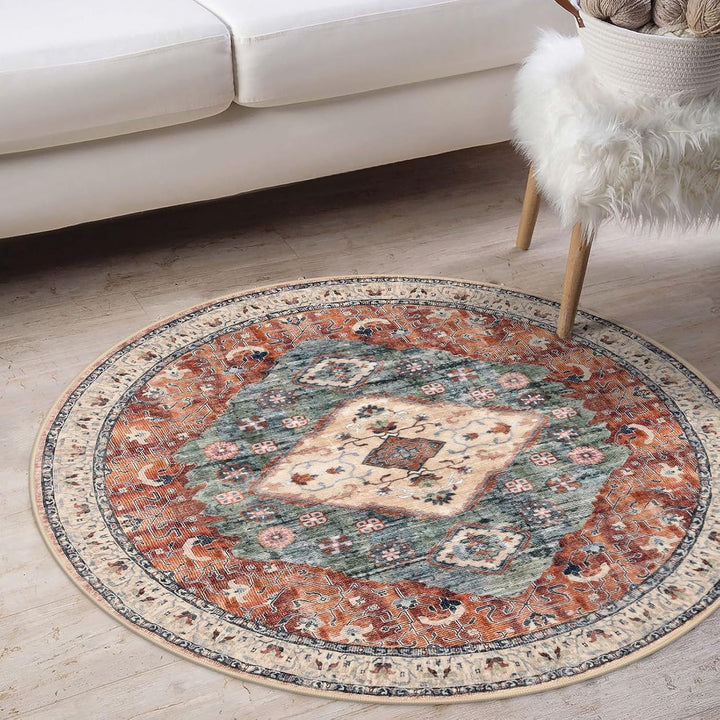 Round Vintage Pattern Area Rug