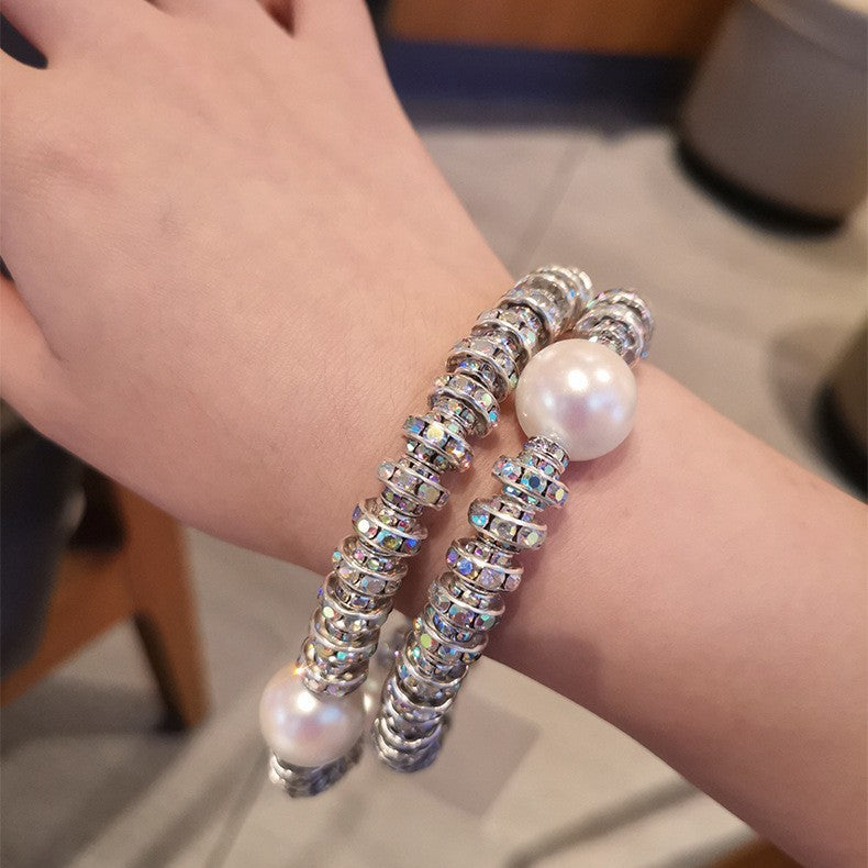 Elegant Pearl and Crystal Keychain Kalsten