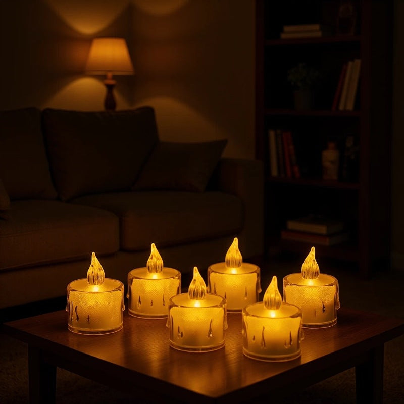 Decorative Flameless LED Tealight Candle Set with Realistic Dripping-Wax Glass Holders Kalsten