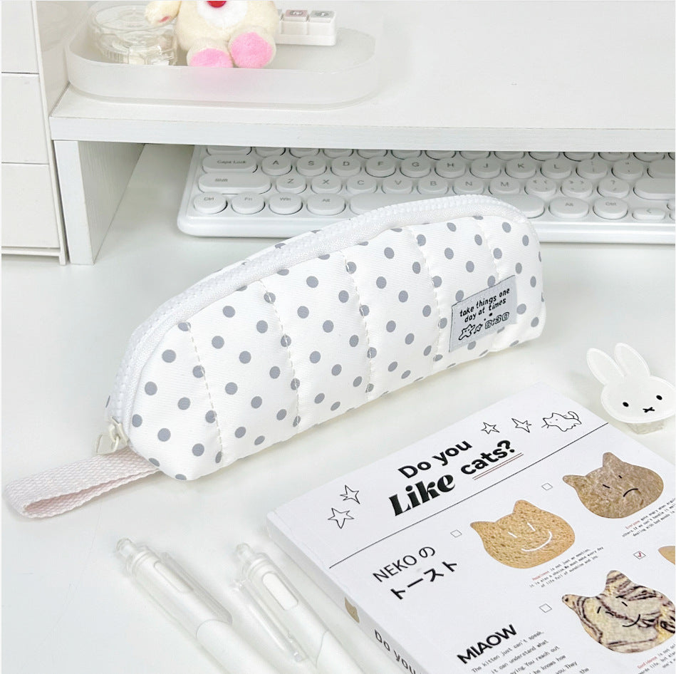 Cushioned Dot Pattern Pencil Case