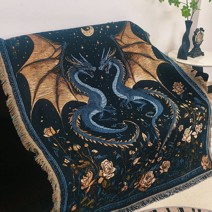 Artistic Dragon-Themed Decorative Throw Blanket