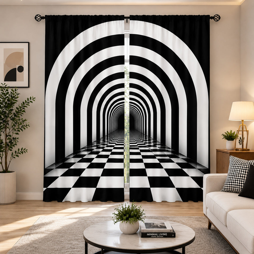 Abstract Wave Patterned Curtains