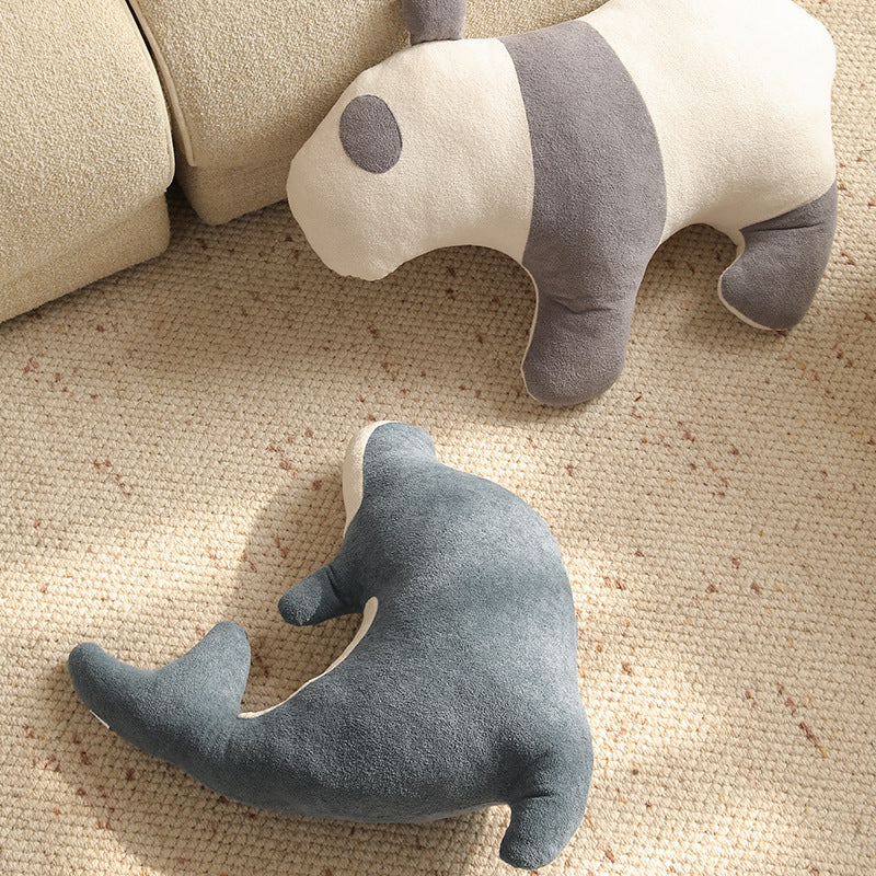 Dolphin-shaped comfort cuddle pillow made of soft plush with ergonomic contour Kalsten