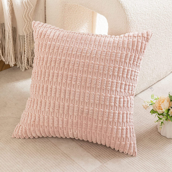 Textured Chenille Square Throw Pillow Cover with Hidden Zipper