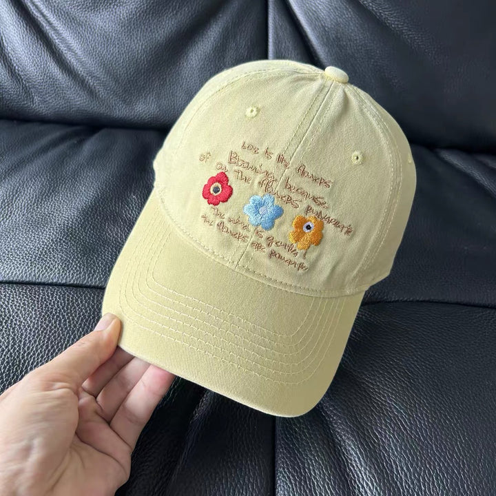 Embroidered Floral Sun Cap