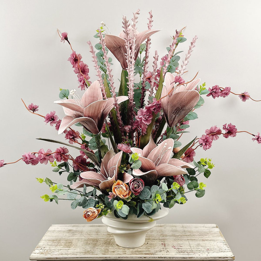 Lifelike Floral Arrangement in Decorative Ceramic Vase