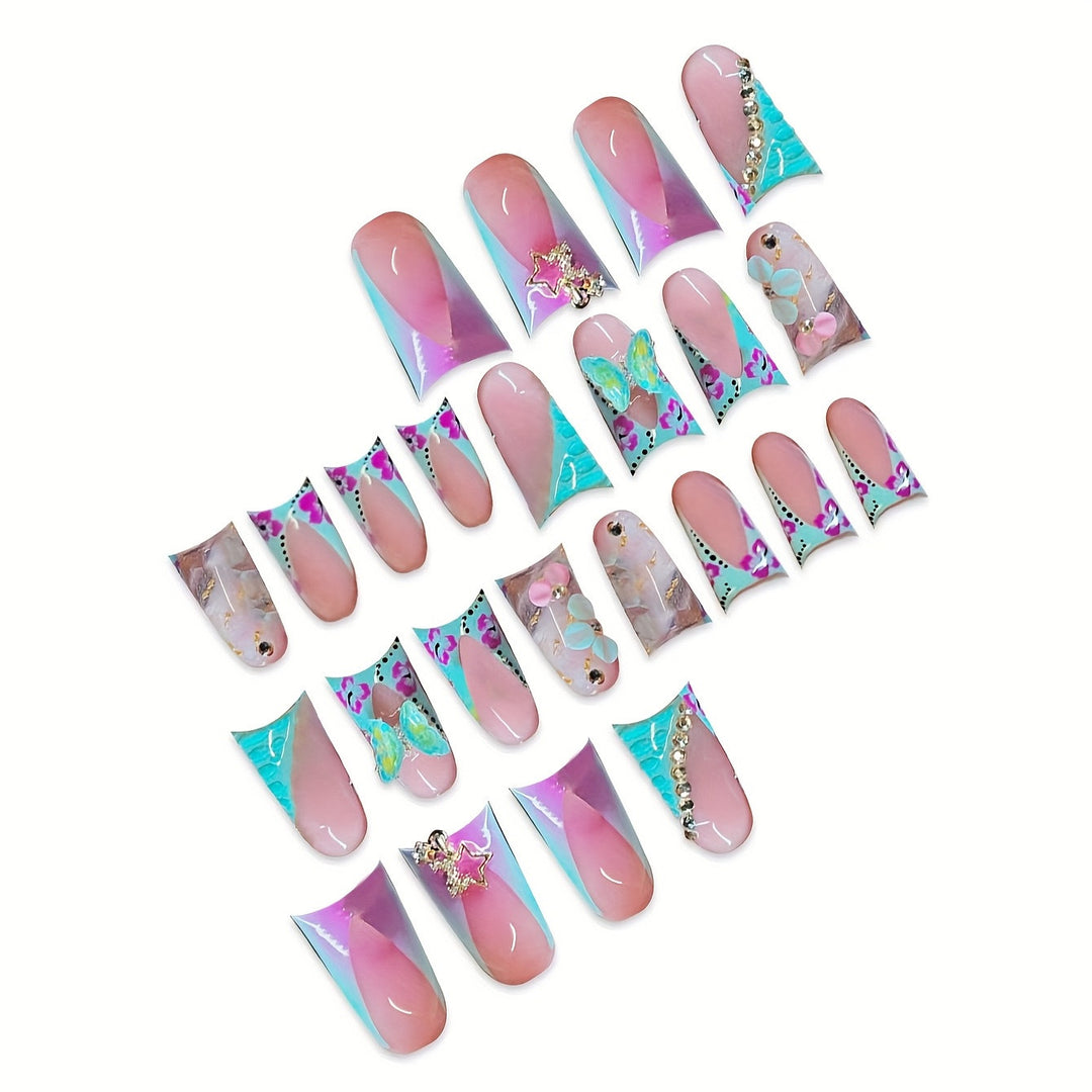 Artistic 3D Floral Press-On Nail Art Kalsten