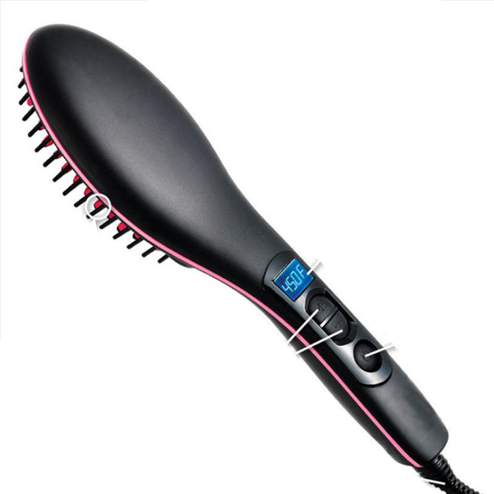 Ceramic Straightening Brush With Lcd Temperature Control And Swivel Cord