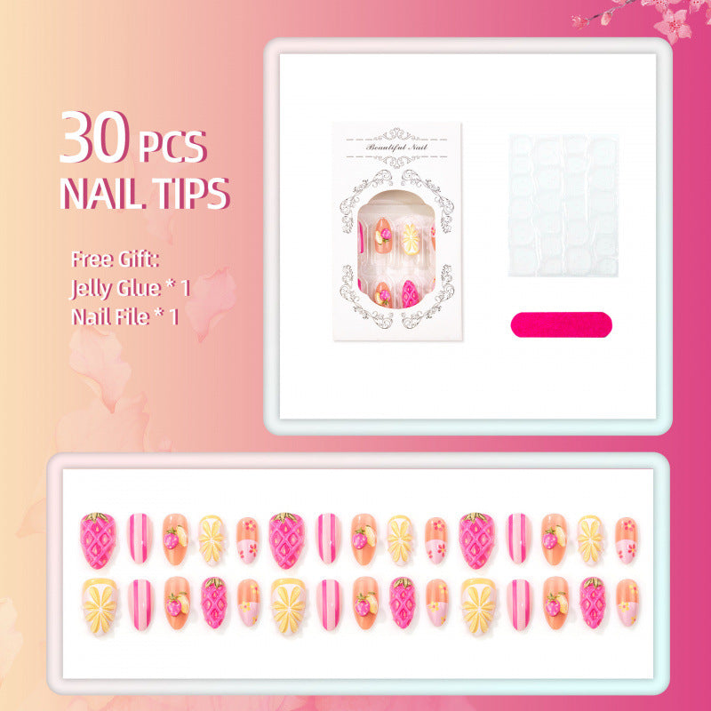 Creative Fruit-Inspired Press-On Nail Art Set