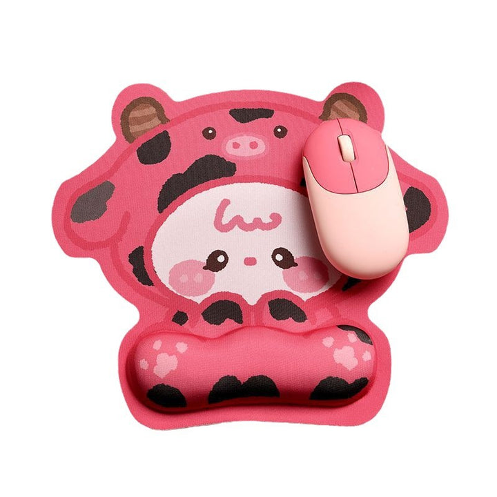 Cute Cartoon Cow-Themed Ergonomic Wrist Rest Pad