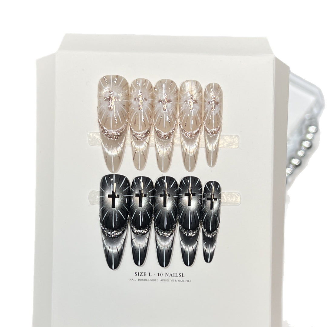Chic Press-On Nail Set with Elegant Rhinestone Design Kalsten