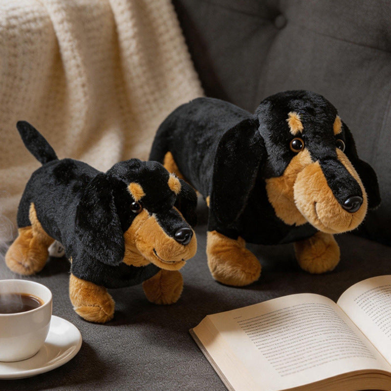 Realistic Long-Body Dachshund Plush Toy with Ultra-Soft Faux Fur and Bean-Filled Paws Kalsten