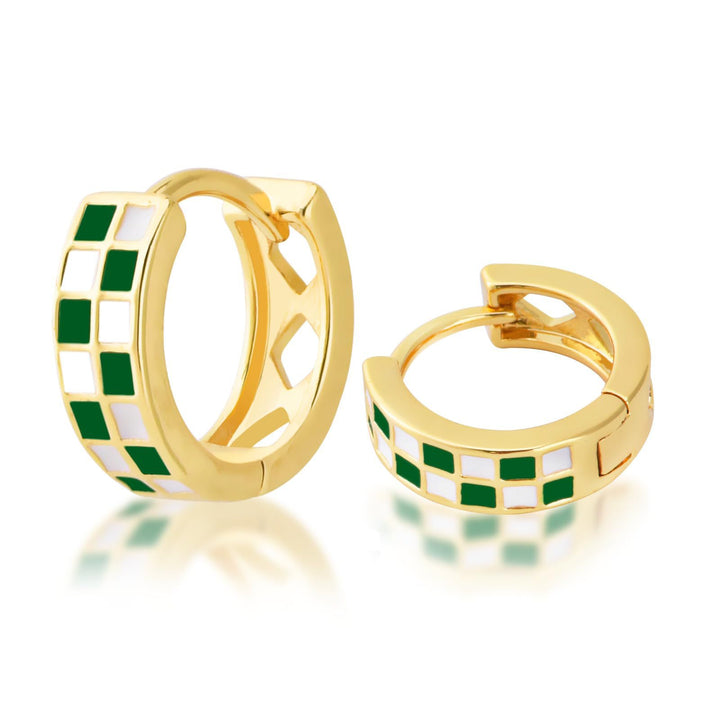 Modern Geometric Enamel Hoop Earrings Kalsten