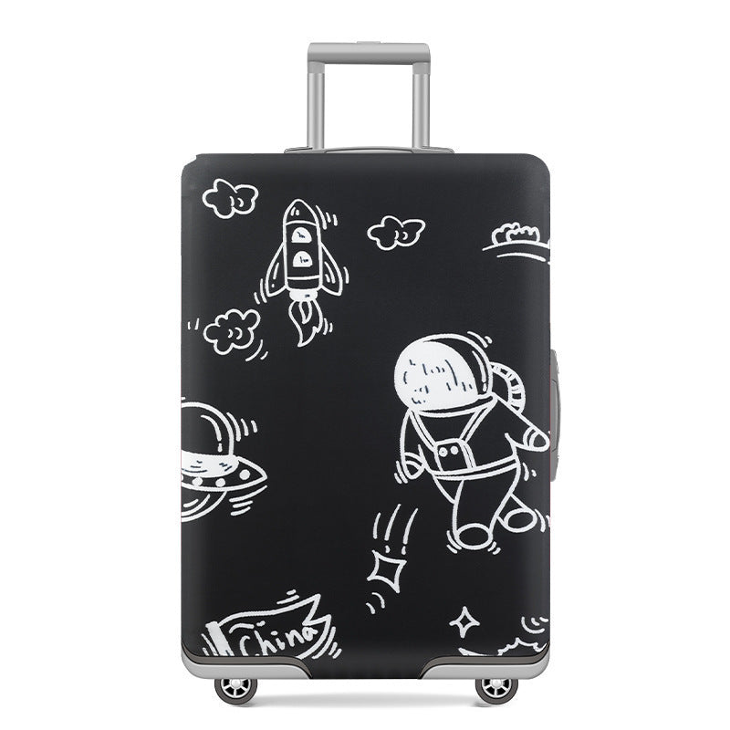 Unisex nan elastic motif suitcase cover made of stretchable polyester with handle and wheel openings Kalsten
