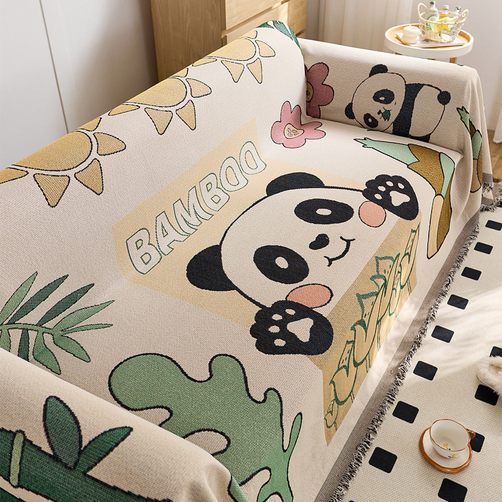 Playful Cartoon Print Sofa Throw Blanket