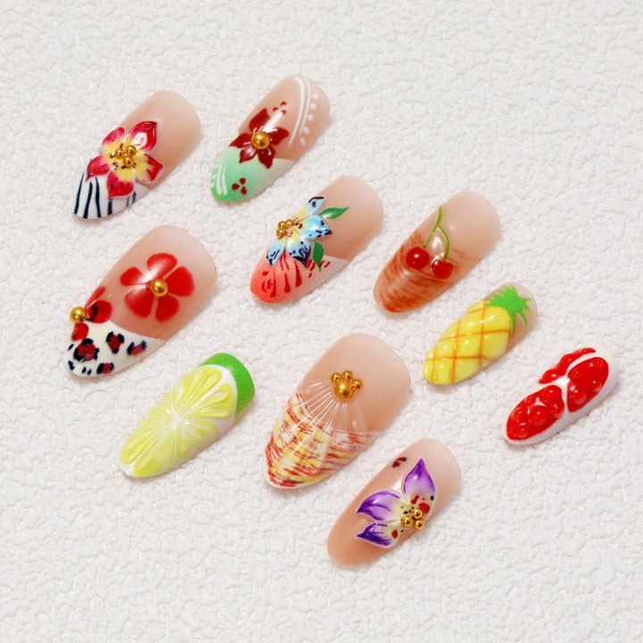 Flower Motif Artificial Nails Kalsten