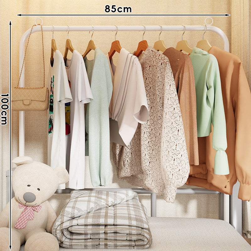Freestanding Single Rail Clothes Rack with Lower Storage Shelf