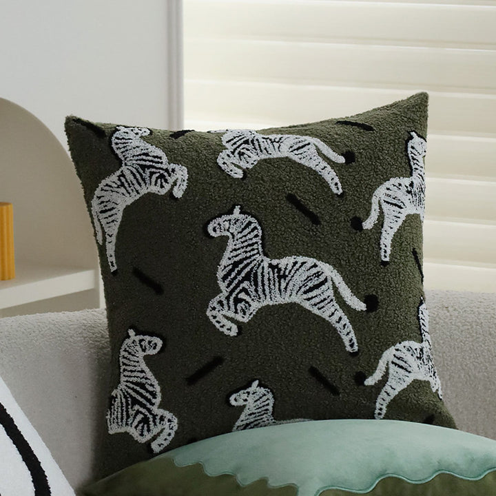 Decorative cushion cover with hand-tufted animal relief and soft boucle texture Kalsten