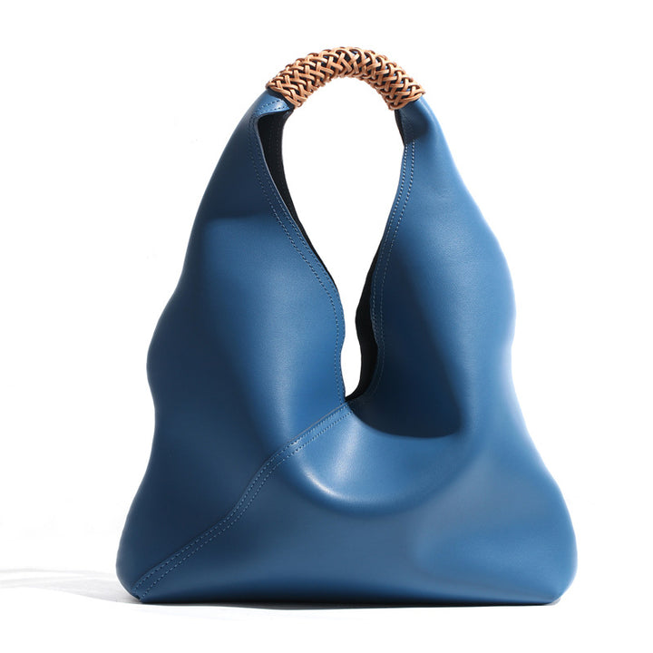 Asymmetrical Slouchy Hobo Tote with Braided Top Handle