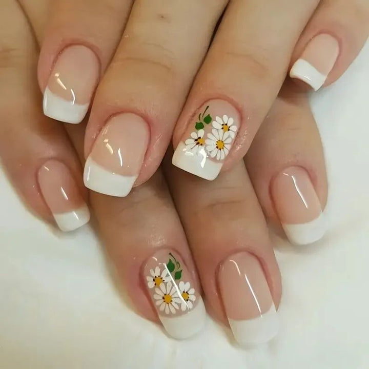 Floral French Tip Acrylic Nail Enhancements Kalsten