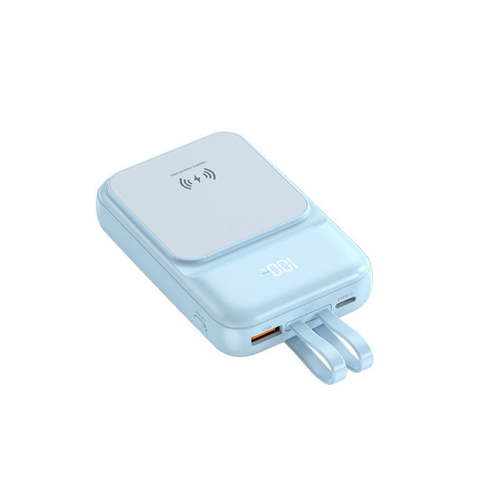 Portable power bank with wireless charging function and integrated charging cable Kalsten