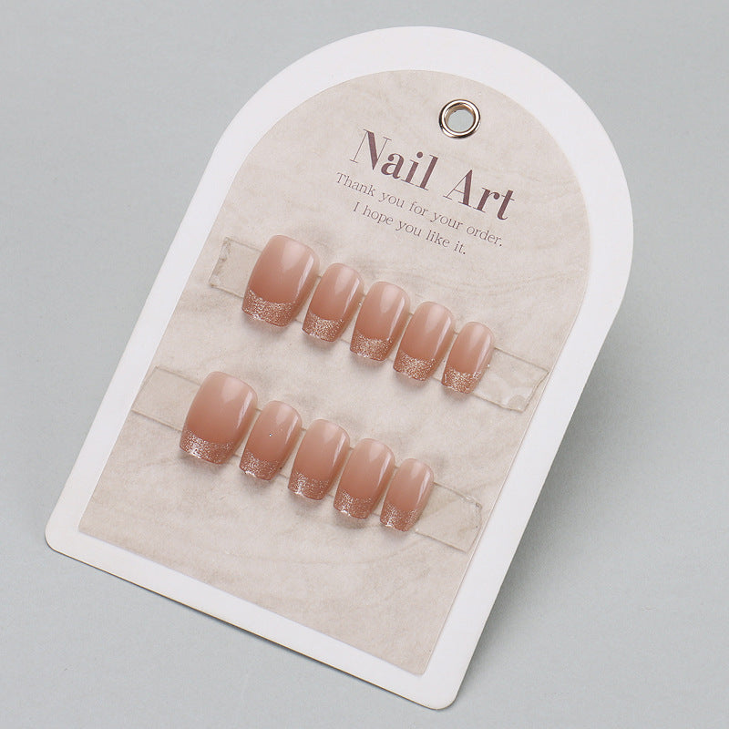 Elegant Press-On Nail Tips with Gold Accents Kalsten