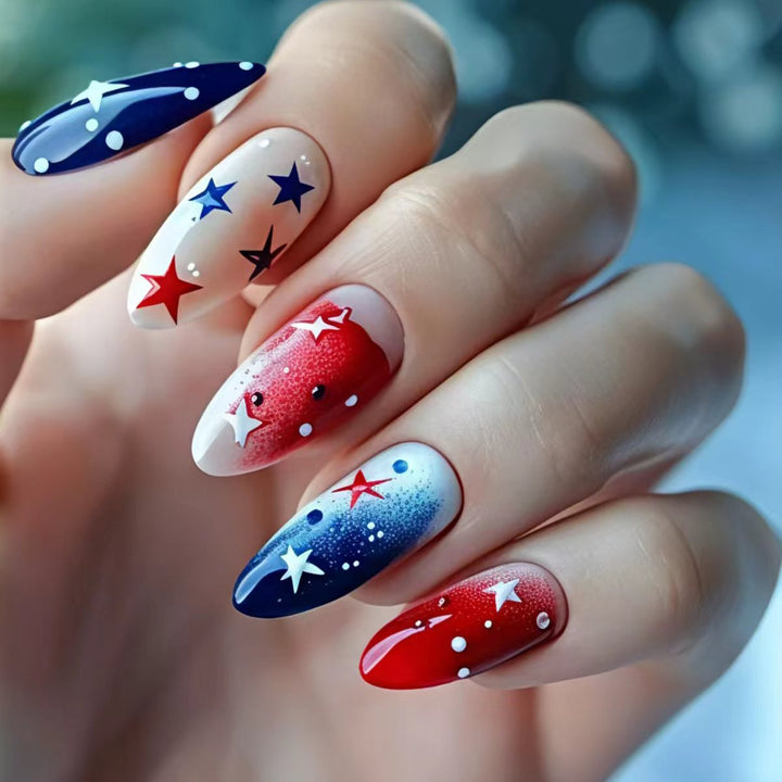 Creative artificial nails with festive star design Kalsten