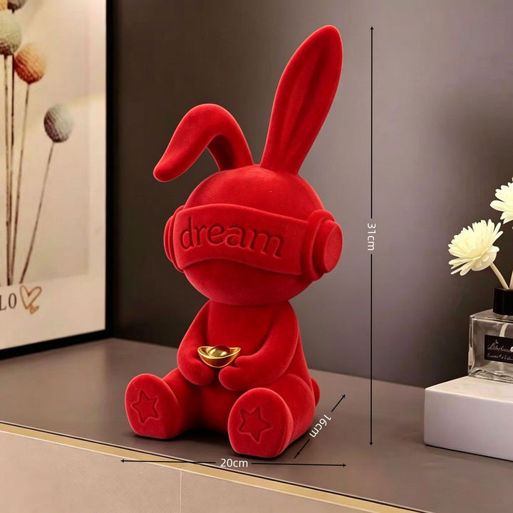 Decorative Plush Bunny Figurine for Home Display