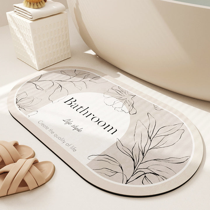 Elegant Floral Design Bathroom Mat Kalsten
