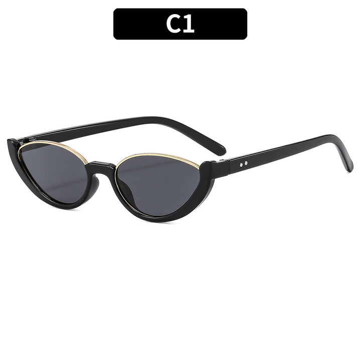 Chic Cat-Eye Sunglasses with Gold Accents