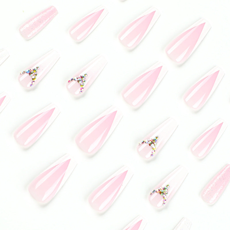 Artful Nail Extensions with Glitter and Rhinestone Accents Kalsten