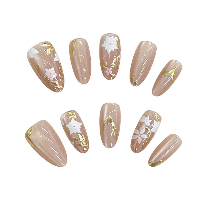 Floral Embellished Press-On Nail Design Kalsten