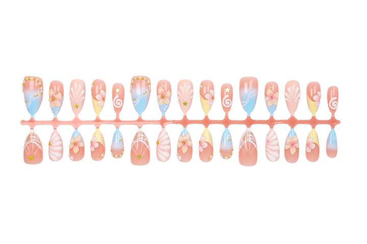 Artificial nail set with elegant flower and shell design Kalsten