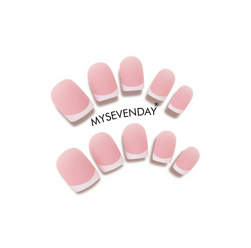 Matte French Tip Press-On Nail Set Kalsten